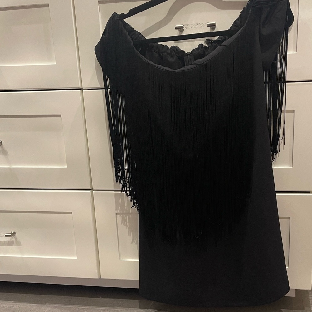 Zara Black Fringe Mini Dress